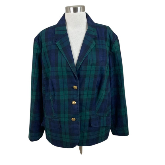 Ralph Lauren Jacket 20W Blackwatch Tartan Plaid Blazer Jacket Cotton Preppy - Picture 1 of 4